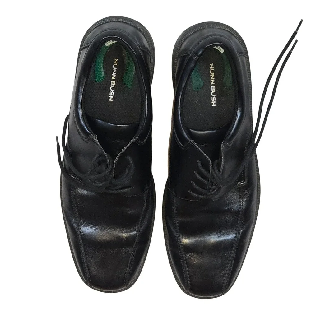 Nunn Bush Men's Black Leather Lace‎ Up Dress Shoes Comfortable